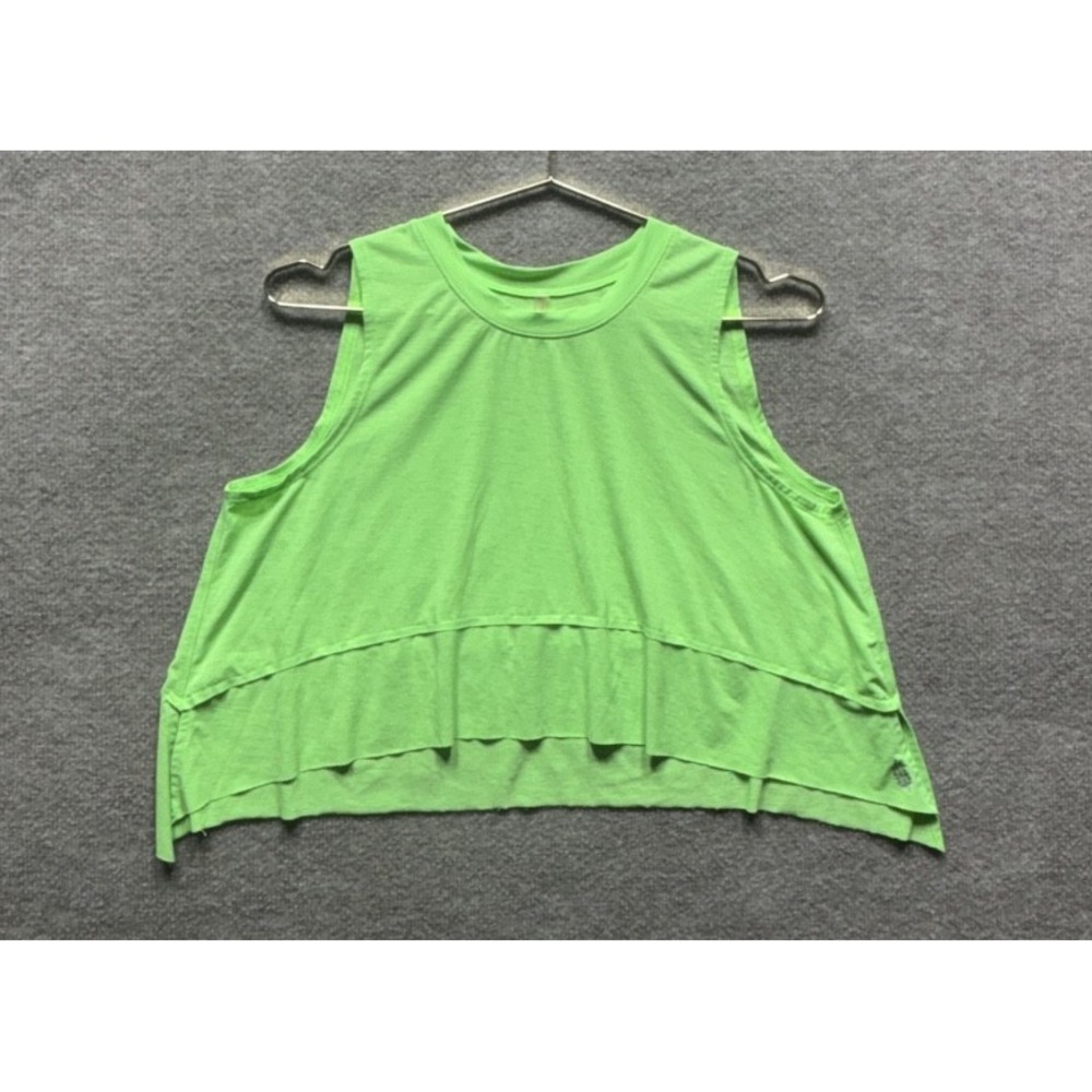 Free People Movement Temp Crop Tank Top‎ Women XS Neon Green Oversized Flowy EUC